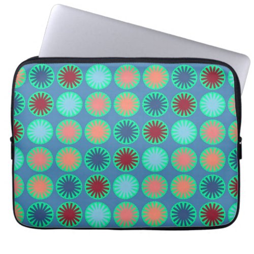 Retro Colorful Floral Modern Geometric Pattern Laptop Sleeve