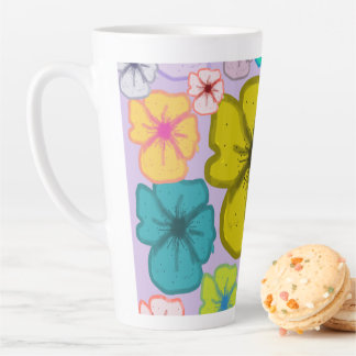 Retro Colorful Floral Pattern Latte Mug