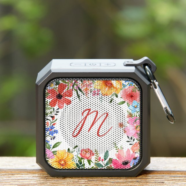 retro colorful floral  pink personalized  bluetooth speaker (Insitu(Outdoor))