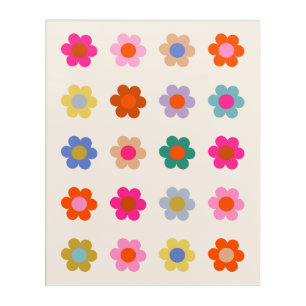 Retro Colorful Floral Preppy Abstract Flowers Acrylic Print
