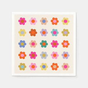 Retro Colorful Floral Preppy Abstract Flowers Napkins