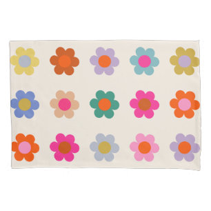 Retro Colorful Floral Preppy Abstract Flowers Pillow Case