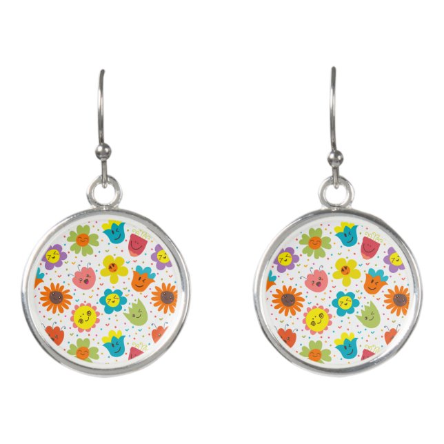 Retro Colorful Flower earrings (Front)
