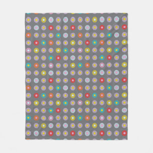 Retro Colorful Flower Fleece Blanket