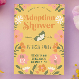 Retro Colorful Flower Garden Adoption Shower Invitation