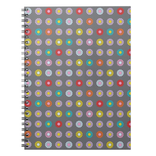 Retro Colorful Flower Notebook (Front)