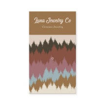 Retro Colorful Forest 1 Pin Jewelry Business Card