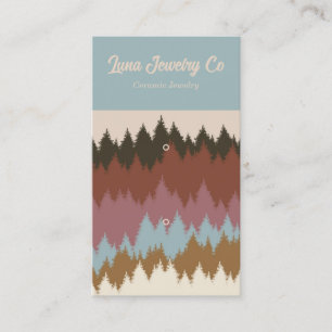Retro Colorful Forest 2 Pin Jewelry Business Card