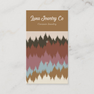 Retro Colorful Forest 2 Pin Jewelry Business Card