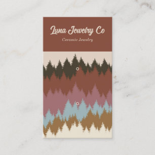 Retro Colorful Forest 2 Pin Jewelry Business Card