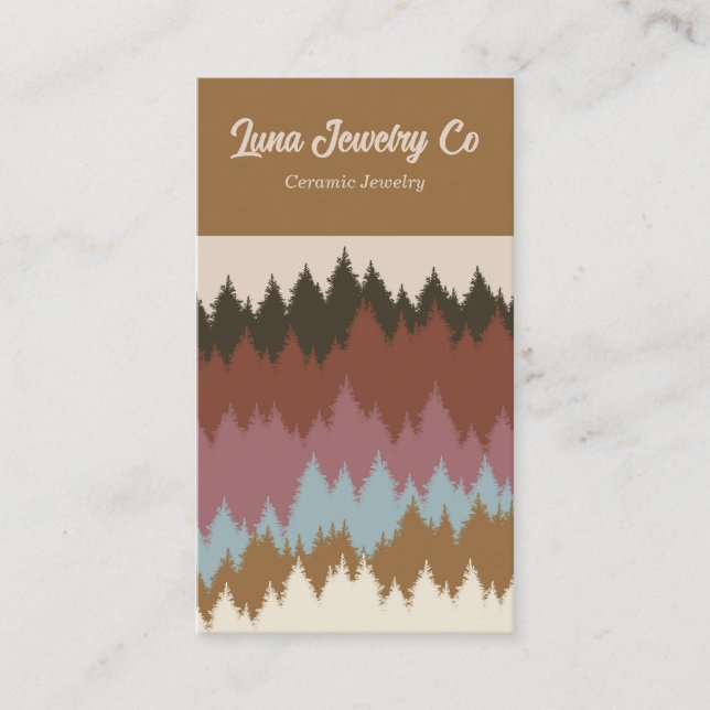 Retro Colorful Forest Gold Blank Business Card (Front)