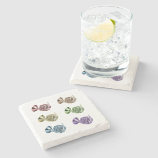 Retro Colorful French Horn Pop Art Music Pattern Stone Coaster