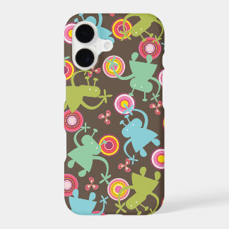Retro Colorful Fun Cute Boy Cartoon Aliens Pattern iPhone 17 Case
