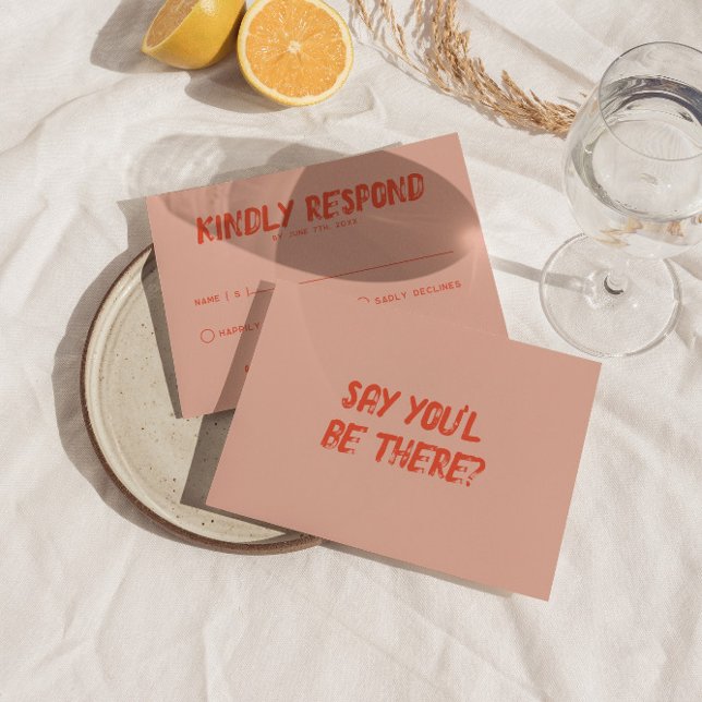 Retro Colorful Fun Funky Bold Unique Wedding  RSVP Card (Creator Uploaded)