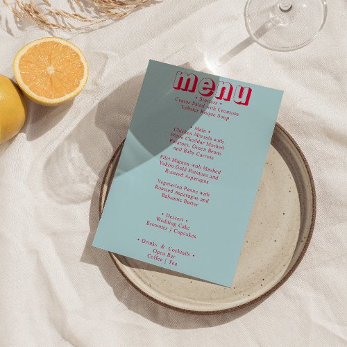 Retro Colorful Funky Bold Modern Unique Wedding Menu