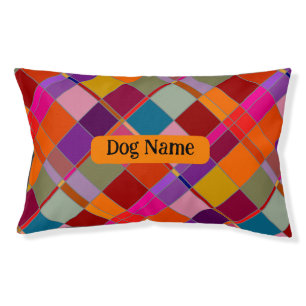 Retro Colorful Geometric Design Dog Bed