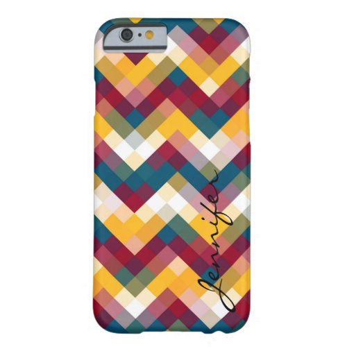 Retro Colorful Geometric Diamond Pattern 10 Barely There iPhone 6 Case