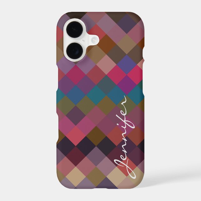 Retro Colorful Geometric Diamond Pattern #17 Iphone Case (Back)