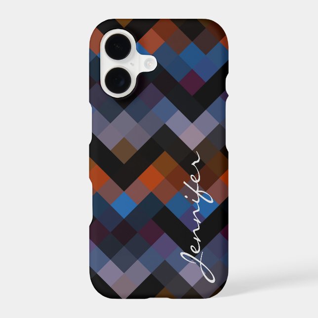 Retro Colorful Geometric Diamond Pattern #22 Iphone Case (Back)