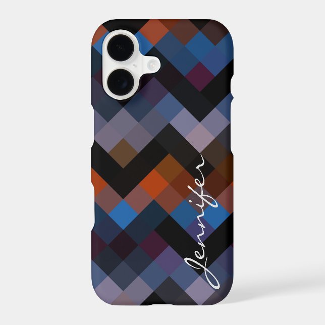 Retro Colorful Geometric Diamond Pattern #22 Iphone Case (Back)