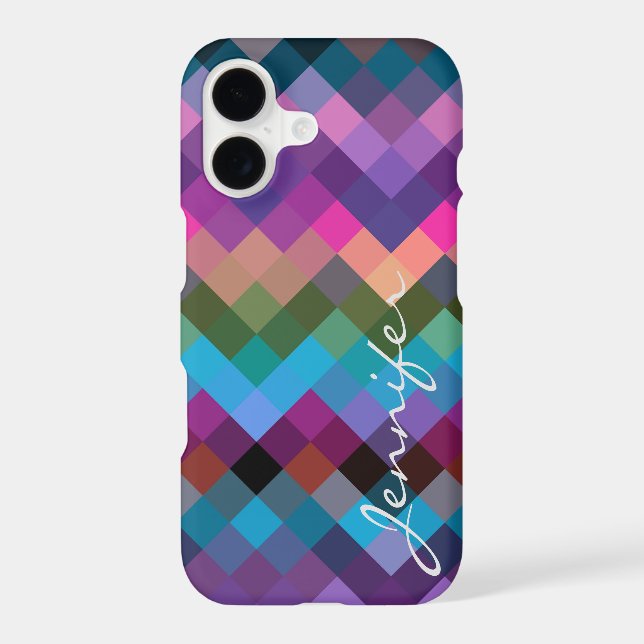Retro Colorful Geometric Diamond Pattern #3 Iphone Case (Back)
