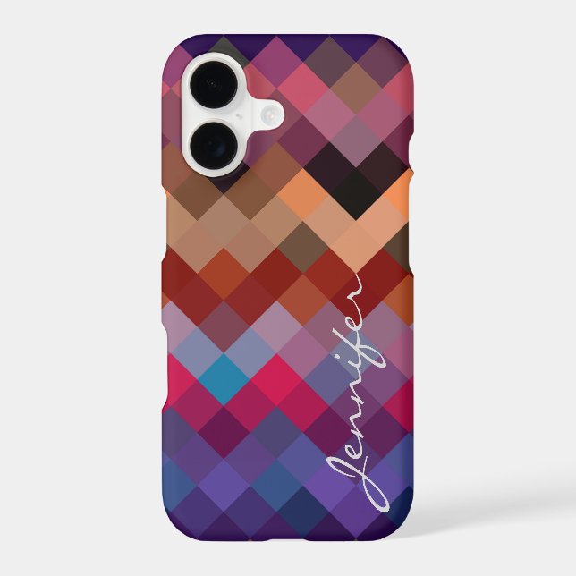 Retro Colorful Geometric Diamond Pattern #4 Iphone Case (Back)