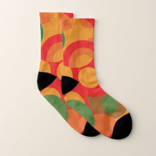 Retro Colorful Geometric Pattern Socks