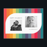 Retro colorful geometric shape photo holiday postcard<br><div class="desc">A minimalist and simple multi colored photo card,  with a modern arch design. Easily customizable with your family picture,  and custom greeting message.</div>