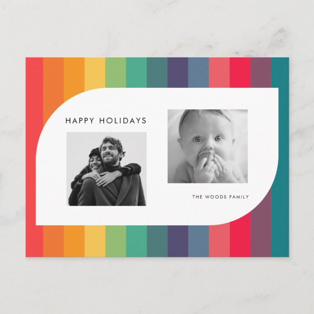 Retro colorful geometric shape photo holiday postcard (Front)
