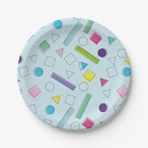 retro colorful geometric shapes paper plates