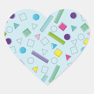 retro colorful geometric shapes pattern T-Shirt Heart Sticker