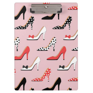 Retro Colorful Girly High Heel Pump Shoes Pattern Clipboard