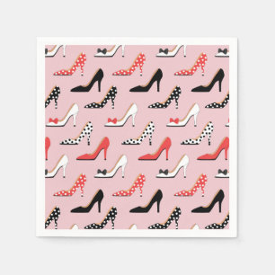 Retro Colorful Girly High Heel Pump Shoes Pattern Paper Napkins