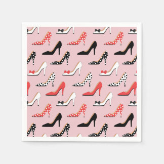 Retro Colorful Girly High Heel Pump Shoes Pattern Paper Napkins