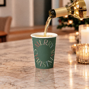Retro Colorful Green Merry Christmas Paper Cups
