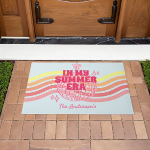 Retro Colorful Groovy Disco Ball In My Summer Era Doormat