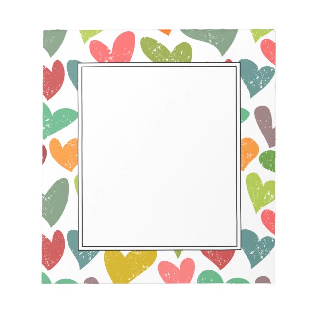 Retro Colorful Groovy Valentine Hearts Pattern Notepad (Front)