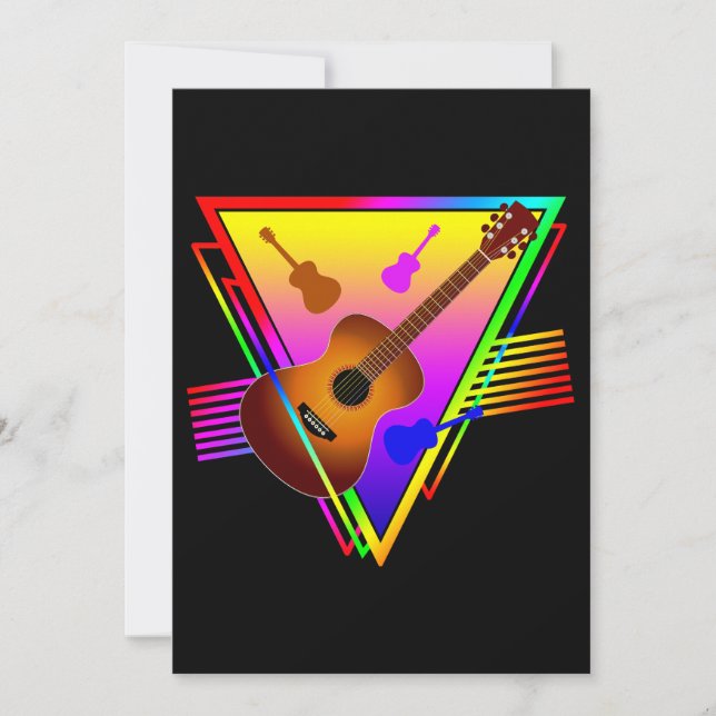 Retro Colorful Guitar Invitation (Front)