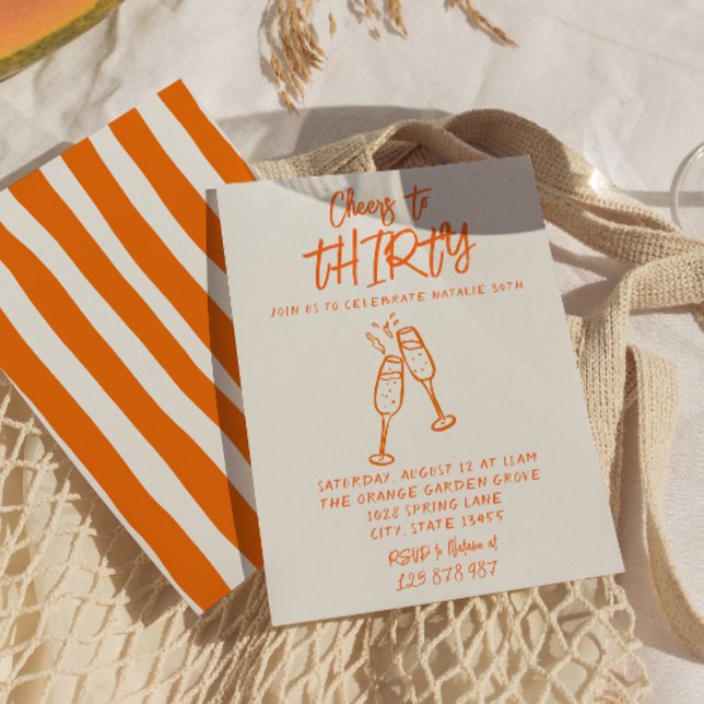 Retro Colorful Hand Drawn 30th Whimsical Birthday Invitation (Creator Uploaded)