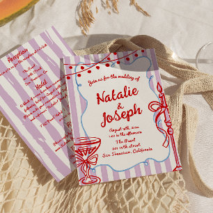 Retro Colorful Hand Drawn All In One Fun Wedding Invitation