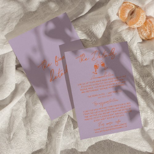 Retro Colorful Hand Drawn Bright Wedding Details Enclosure Card