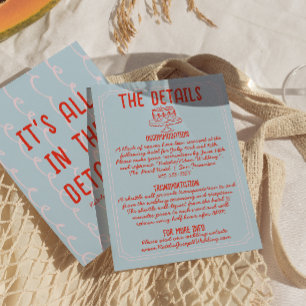 Retro Colorful Hand Drawn Quirky Wedding Details Enclosure Card