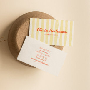 Retro Colorful Hand Drawn Stripped Groovy Cute Business Card