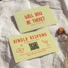 Retro Colorful Hand Drawn Unique QR Code Wedding