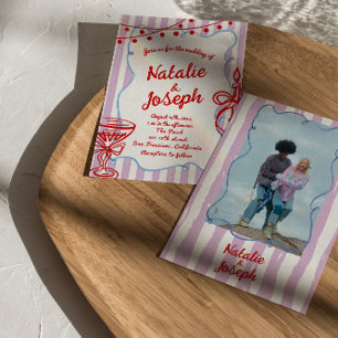 Retro Colorful Hand Drawn Written Photo Wedding Invitation