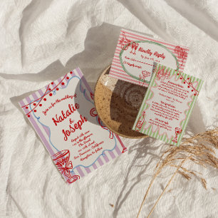 Retro Colorful Hand Drawn Written Quirky Wedding Invitation