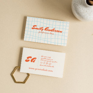 Retro Colorful Hand Written Drawn Groovy Cute Business Card