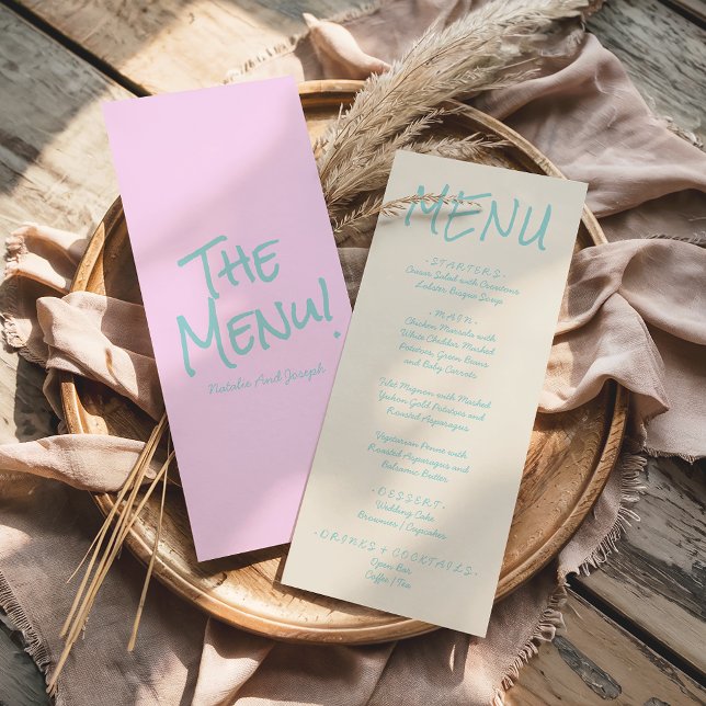 Retro Colorful Hand Written Pastel Wedding Menu  (Creator Uploaded)