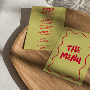Retro Colorful Handwritten Whimsical Bold Wedding Menu