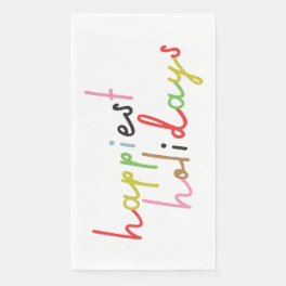 retro colorful Happiest Holiday Christmas Party Paper Guest Towels
